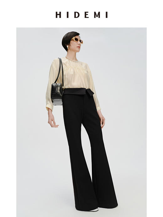 HIDEMI 必入款翻折腰头设计感超显瘦喇叭弹力神裤 商品图3