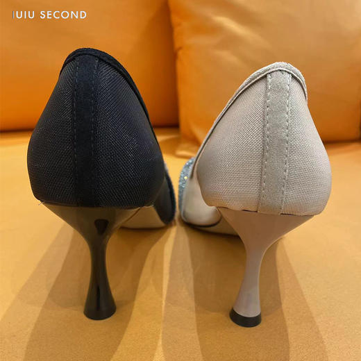 IUIU SECOND2022夏季新款水钻网面高跟鞋浅口单鞋 商品图6
