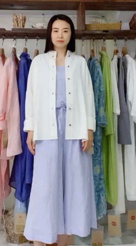 【抖音专属】圆领衬衫（22710095X米白色）