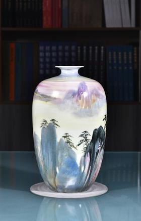 釉上泼彩黄山奇境