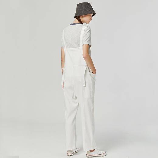 Famecoco范可儿减龄奶系背带裤夏季女时尚宽松工装直筒裤F223GF002 商品图3