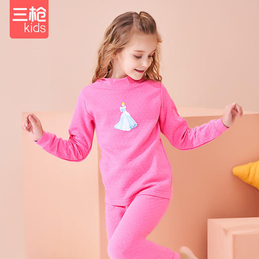Threegun三枪 【暖棉】女童半高领儿童保暖内衣套装-28818D111 商品图1