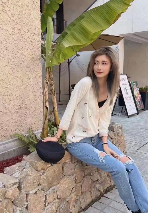 皮皮狗女式V领七分袖开衫2175220715 商品图1