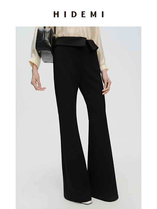 HIDEMI 必入款翻折腰头设计感超显瘦喇叭弹力神裤 商品图4