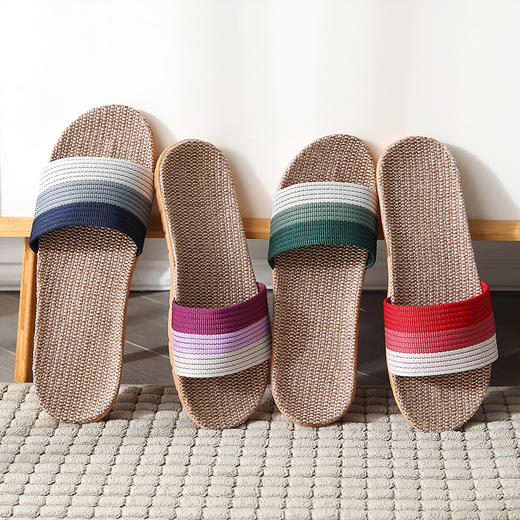 男女夏季新款四季亚麻拖鞋家居情侣室内拖鞋木地板棉麻居家防滑夏季凉拖鞋 商品图1