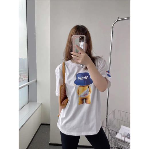 【限时折扣】NASA SOLAR联名款小熊印花棉质圆领短袖T （S-5XL）（白色/粉色/黑色/蓝色）（非质量问题不退不换） 商品图4