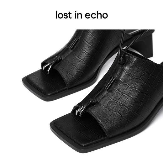 lost in echo  不无聊凉鞋系列 方头穿绳绑带高跟凉拖穆勒鞋 商品图2