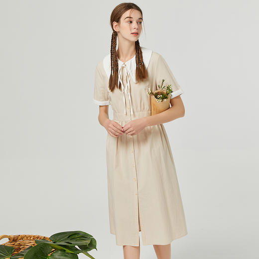 famecoco范可儿学院风甜美减龄衬衫裙夏季纯棉高腰新款连衣裙女生F223FA046 商品图1