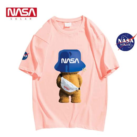 【限时折扣】NASA SOLAR联名款小熊印花棉质圆领短袖T （S-5XL）（白色/粉色/黑色/蓝色）（非质量问题不退不换） 商品图10