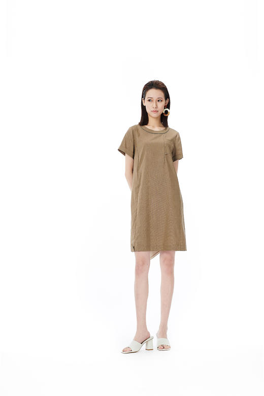 【焦茶色直筒裙】奇威 圆领短袖连衣裙0HC0308025 商品图7