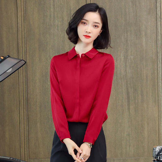 ASE-3369重磅真丝衬衫女新款百搭气质设计感桑蚕丝衬衫 商品图1