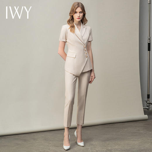 IWY/米白色夏季都市时尚设计感职业女士西装套装工作服上班职业装CP10409 商品图0