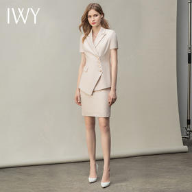 IWY/米白色夏季都市时尚设计感职业女士西装套装工作服上班职业装c10409+S10409