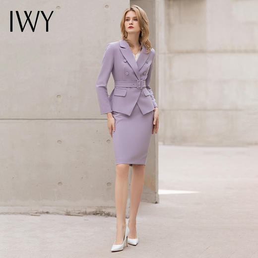 IWY/名媛气质紫色西装半裙*雅显瘦职业装正装主持人上镜装工作服OL C12105+S12105 商品图1