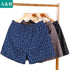 AB男纯棉印花男士平脚裤高腰宽松大码四角裤头L611