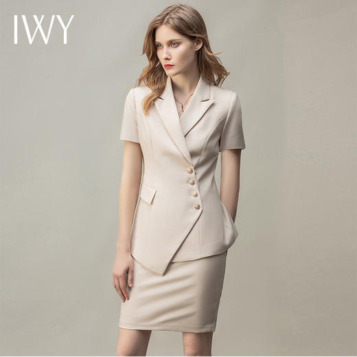 IWY/米白色夏季都市时尚设计感职业女士西装套装工作服上班职业装c10409+S10409 商品图4