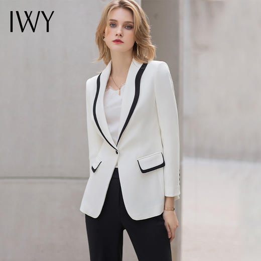 IWY/黑白撞色工作服女套装高端公务员面试职业装气质女神范西装正装OL C12111+P31355 商品图0