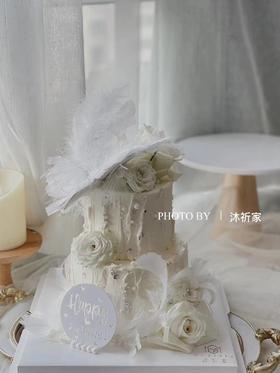 蝴蝶白玫瑰双层