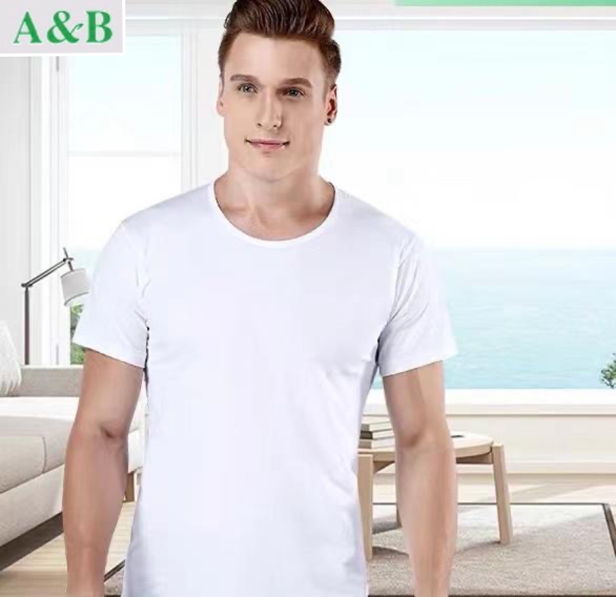 AB男士T恤薄款精梳纯棉汗布内衣全棉中老年短袖衫L605