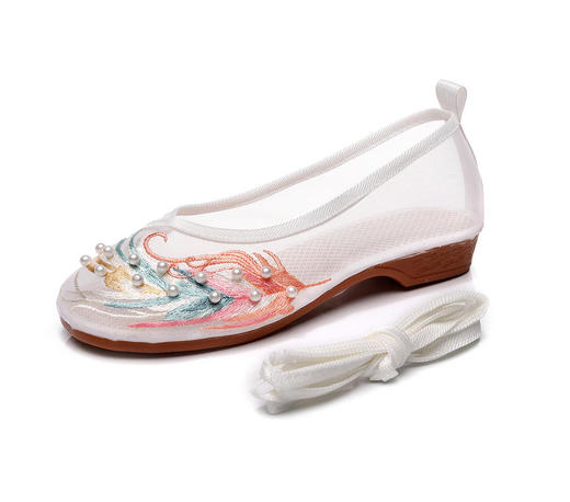 【网纱彩羽】古风圆头，镂空平底绣花鞋 YR 商品图5