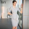 IWY/雾霾蓝色都市时尚设计感职业女士西装套装套裙工作服上班职业装CS1544 商品缩略图2