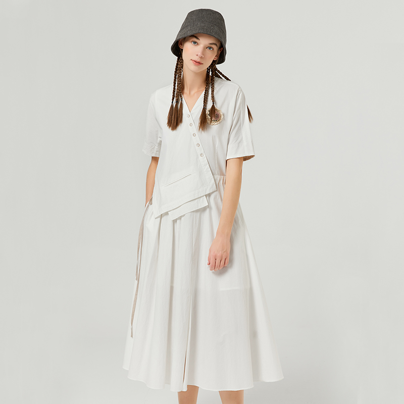 famecoco范可儿设计感小众衬衫裙气质洋气连衣裙女夏季F223FA002