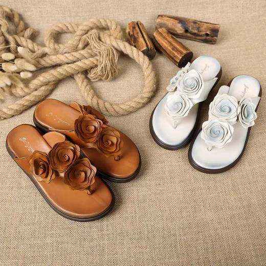 AL-新款民族风女拖鞋森系花朵厚底女鞋夏坡跟女式人字凉拖鞋 商品图7