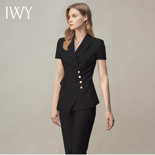 IWY/黑色夏季都市时尚设计感职业女士西装套装工作服上班职业装CP10409 商品图4