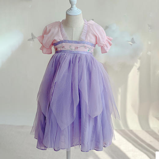 小嫒記春夏新款女童汉服国风中式时装周走秀款——紫黛襦裙 商品图5