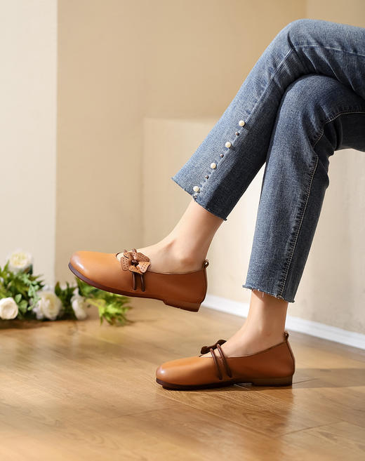 【直发】西村名物2022春季新款民族风花朵平跟软底女单鞋 商品图5