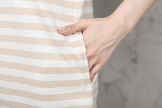 清爽无袖家居裙 M-XL 棕色条纹 商品图4