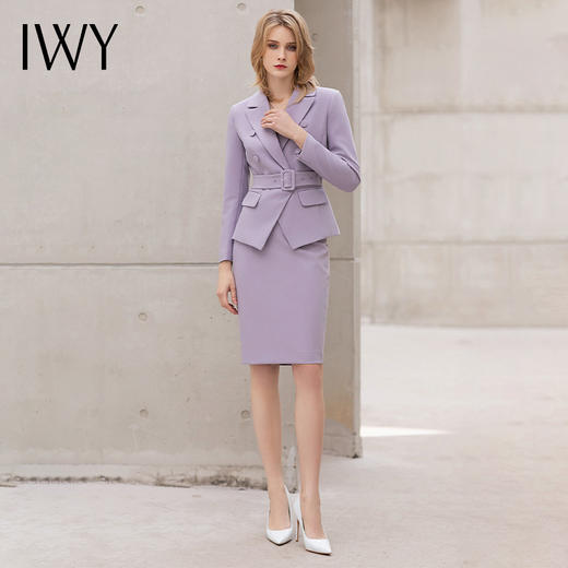 IWY/名媛气质紫色西装半裙*雅显瘦职业装正装主持人上镜装工作服OL C12105+S12105 商品图2