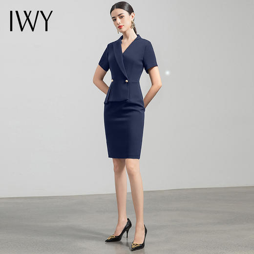 IWY/藏青色都市时尚职业女士西装连衣裙白领工作服上班职业装Q731 商品图1