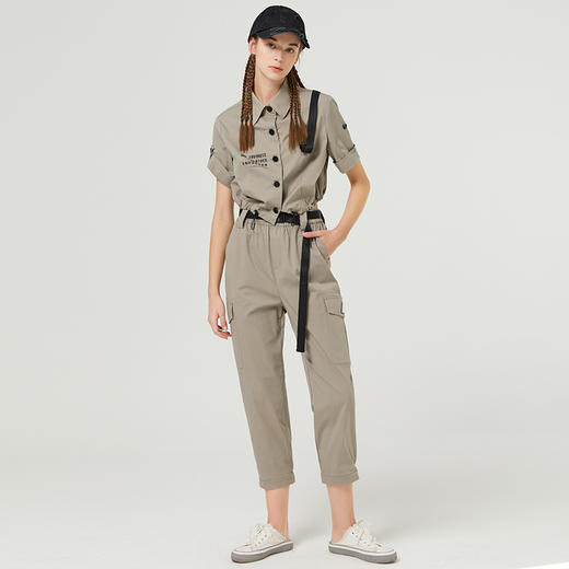 Famecoco范可儿帅炸街工装女套装新款夏季时尚酷盐系两件套F223EB001 商品图0