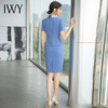 IWY/蓝色缎面拼接都市时尚设计感职业女士西装连衣裙白领工作服上班职业装Q690 商品缩略图3