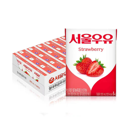 【整箱】首尔 牛奶草莓味200ml*24 商品图0