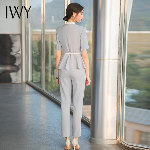 IWY/雾霾蓝色都市时尚设计感职业女士西装套装工作服上班职业装CP1544 商品图3