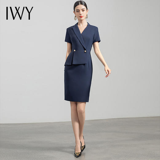 IWY/藏青色都市时尚职业女士西装连衣裙白领工作服上班职业装Q731 商品图0