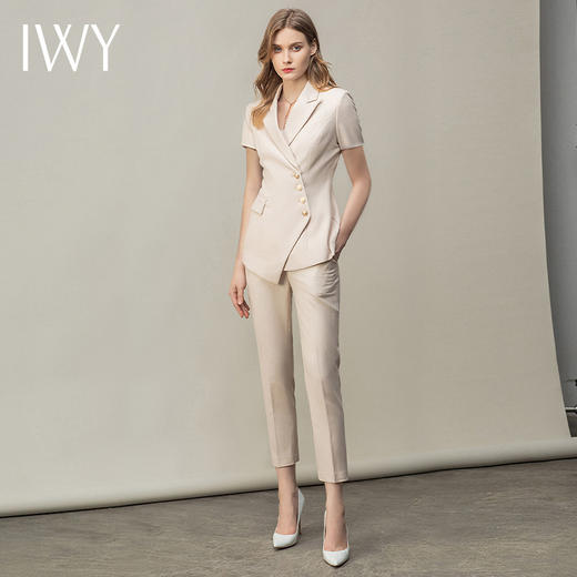 IWY/米白色夏季都市时尚设计感职业女士西装套装工作服上班职业装CP10409 商品图2
