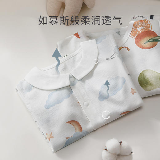 【宝宝服饰】嫚熙宝宝衣服春夏季薄款短袖和尚服纱布新生婴儿儿连体衣哈衣爬服 商品图3