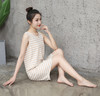 清爽无袖家居裙 M-XL 棕色条纹 商品缩略图2