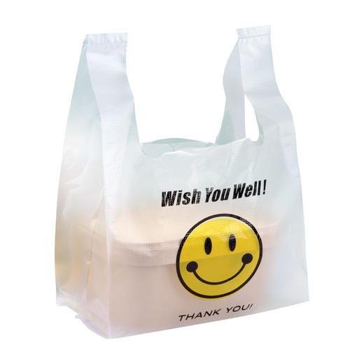 喇叭花笑脸塑料袋背心方便手提购物袋打包袋小号透明食品袋子定制 商品图4