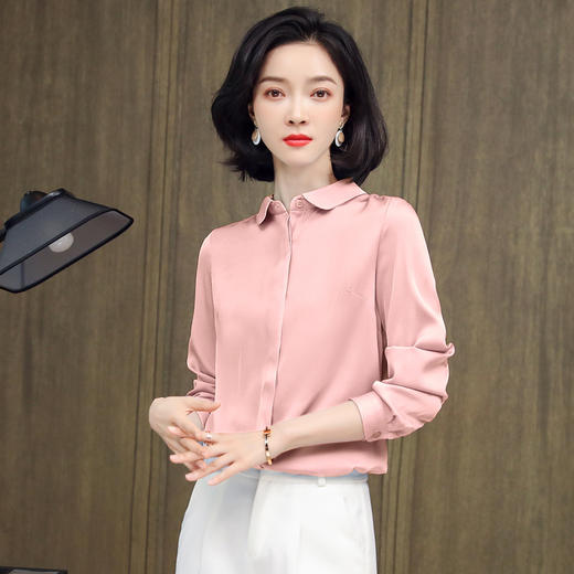 ASE-3369重磅真丝衬衫女新款百搭气质设计感桑蚕丝衬衫 商品图0