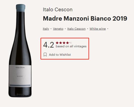 凯斯顿旗舰有机干白 2019 Italo Cescon Madre Veneto IGT 商品图1