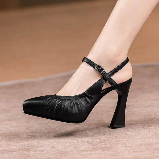 【OLD】白色后空包头防水台高跟鞋女2022春季新款浅口尖头厚底粗跟凉鞋 商品图3