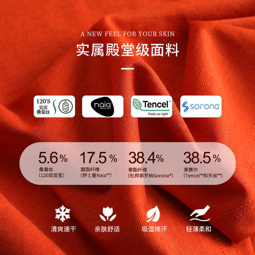 凉感维C科技 丝滑醋酸桑蚕丝短款高腰T恤220128 商品图13