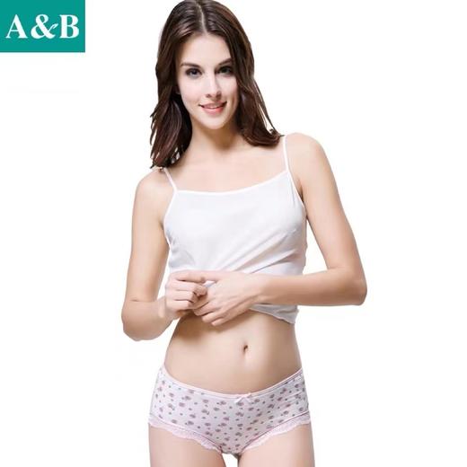 AB女薄款再生纤维中腰蕾丝边抗菌薄款平角裤Y208 商品图0