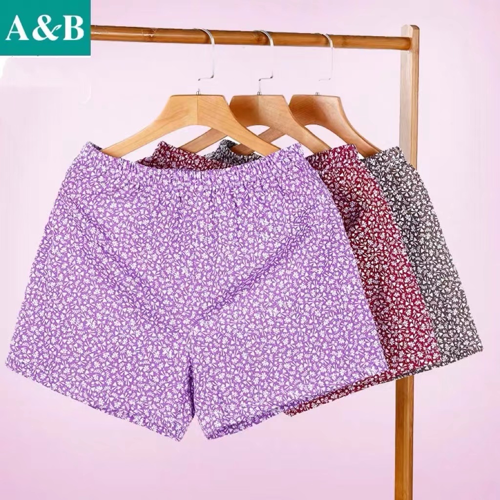 AB女纯棉印花平脚裤高腰宽松大码四角裤头L622