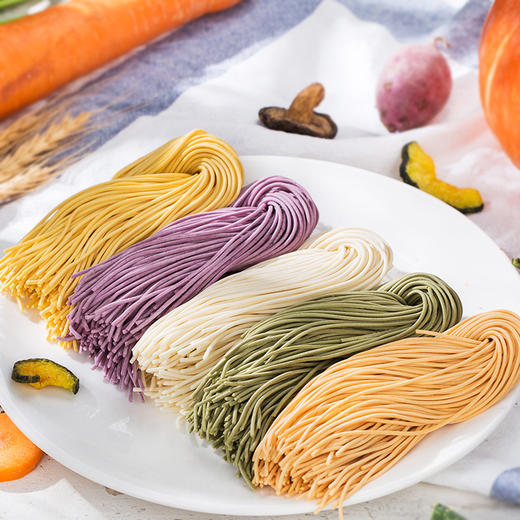 「3袋装！五谷蔬菜面」五谷蔬菜面菠菜南瓜胡萝卜紫薯小麦彩色面条细面半干面粮油米面 商品图2