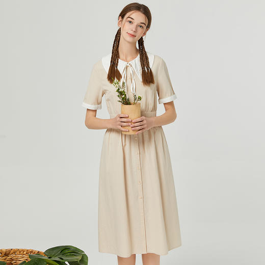 famecoco范可儿学院风甜美减龄衬衫裙夏季纯棉高腰新款连衣裙女生F223FA046 商品图0